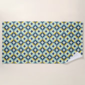 Serviette De Plage Or géométrique et motif bleu (Devant)