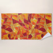 Serviette De Plage Orange and gold Stained Glass Mosaic Pattern (Devant)