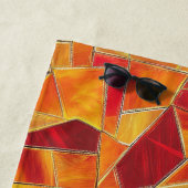 Serviette De Plage Orange and gold Stained Glass Mosaic Pattern (En situation)