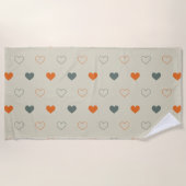 Serviette De Plage Orange and Green Heart Grid Pattern (Devant)