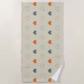 Serviette De Plage Orange and Green Heart Grid Pattern (Devant)