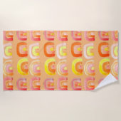 Serviette De Plage Orange arc-en-ciel art rétro mignon (Devant)