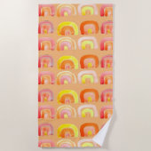 Serviette De Plage Orange arc-en-ciel art rétro mignon (Devant)