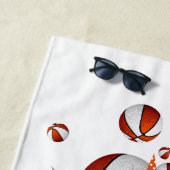 Serviette De Plage orange basketballs stars filles nom monogrammed (En situation)