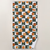 Serviette De Plage Orange Bliss Dark Turquoise Checkers (Devant)