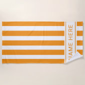 Serviette de plage orange classique rayée blanche (Devant)