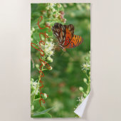 Serviette de plage orange de papillon avec le nom (Devant)