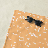 Serviette De Plage Orange et blanc Musical (En situation)