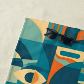 Serviette De Plage Orange et sarcelle abstrait géométrique (En situation)