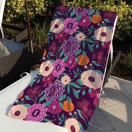 Serviette De Plage Orange & Fleur Florale Violet & Motif rose