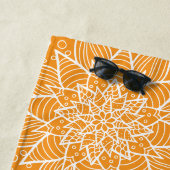 Serviette De Plage Orange Floral Été Gras (En situation)