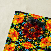 Serviette De Plage Orange Florale (En situation)