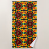 Serviette De Plage Orange Florale (Devant)