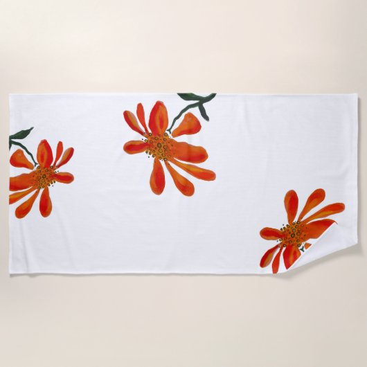 Serviette De Plage Orange flower by Lydia's Art Sangria (Devant)