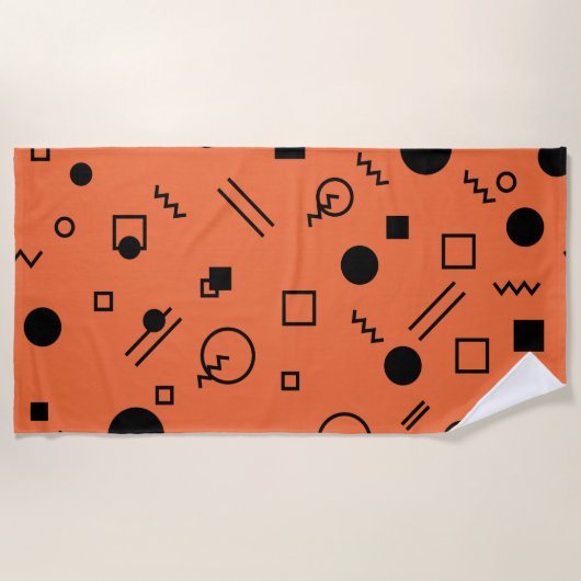 Serviette De Plage Orange, fun, trendy, geometric Memphis graphic (Devant)
