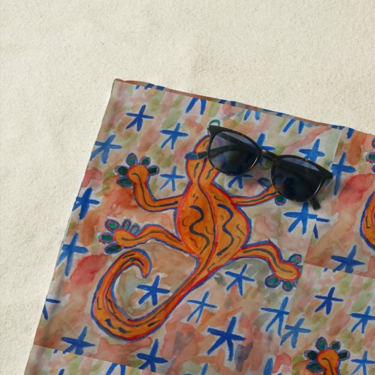 Serviette De Plage Orange Gecko (En situation)