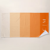 Serviette De Plage Orange Gradient Monogramme Initiales brillant Mode (Devant)