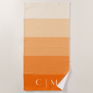Serviette De Plage Orange Gradient Monogramme Initiales brillant Mode