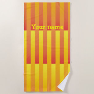 Serviette De Plage Orange Jaune Personnaliser Motif rayé