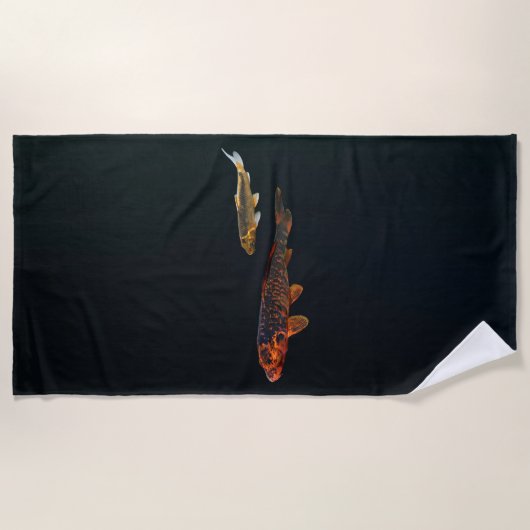 Serviette De Plage Orange Koi et Gold Koi (Devant)