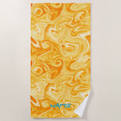 Serviette De Plage Orange NOM Abstrait Moderne Surfer Océan Eau (Devant)