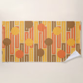 Serviette De Plage Orange, Or, Rectangles Brown et cercles (Devant)