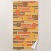Serviette De Plage Orange, Or, Rectangles Brown et cercles (Devant)