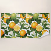 Serviette De Plage Oranges D'Agrumes En Blanc (Devant)