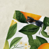 Serviette De Plage Oranges D'Agrumes En Blanc (En situation)