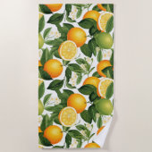 Serviette De Plage Oranges D'Agrumes En Blanc (Devant)