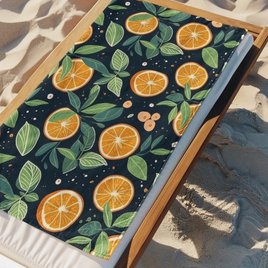 Serviette De Plage Oranges De Citrus Dans La Marine