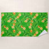 Serviette De Plage Oranges et feuilles tropicaux (Devant)