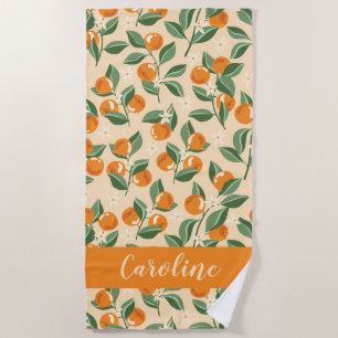 Serviette De Plage Oranges Vintage Été Personnalisé Bohème Fruit