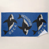 Serviette De Plage Orca Cuir Bleu Clair Personnaliser ceci (Devant)
