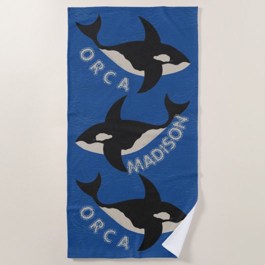 Serviette De Plage Orca Cuir Bleu Clair Personnaliser ceci (Devant)