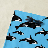 Serviette De Plage Orca Killer Whale Motif sur Blue Ocean (En situation)