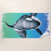 Serviette De Plage Orca Whale cristal Turquoise (Devant)