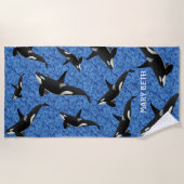 Serviette De Plage Orca Wild | Baleine tueuse personnalisée (Devant)
