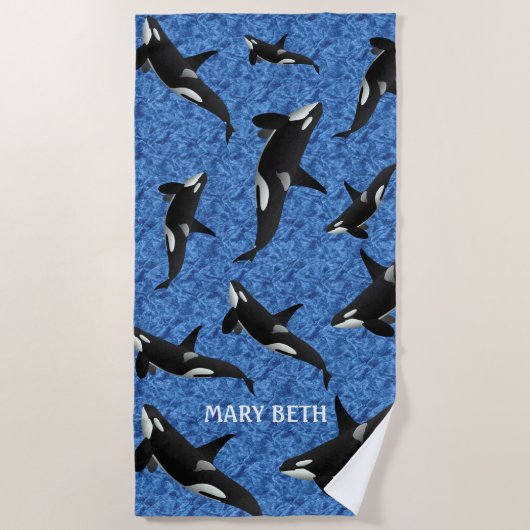 Serviette De Plage Orca Wild | Baleine tueuse personnalisée (Devant)