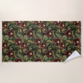 Serviette De Plage Orchidée Fleur Tropicale Rouge Bourgogne (Devant)