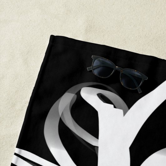 Serviette De Plage Orchidée Noir : Abstrait noir et blanc (En situation)
