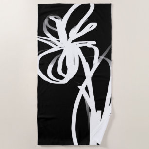 Serviette De Plage Orchidée Noir : Abstrait noir et blanc