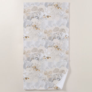 Serviette De Plage Orchidées blanches sur une crème légère