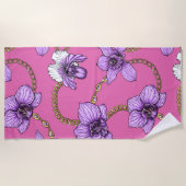 Serviette De Plage Orchidées et chaînes, violet et rose (Devant)