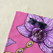 Serviette De Plage Orchidées et chaînes, violet et rose (En situation)