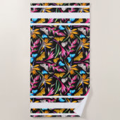 Serviette De Plage Orchidées Tropicales Et Papillons (Devant)