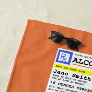 Serviette De Plage Ordonnance personnalisée Alcool humoristique