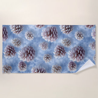 Serviette De Plage Oreiller à lancer Motif de Pinecones bleus congelé