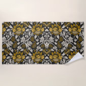 Serviette De Plage Ornate floral pattern with large gold flowers  (Devant)