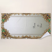 Serviette de plage ornée élégante en or (Devant)